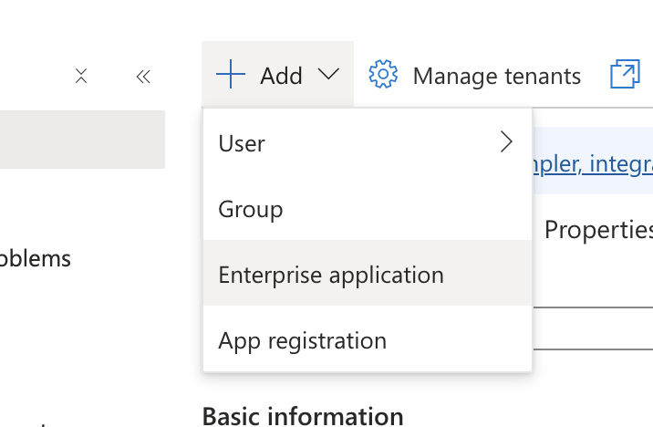 Microsoft Entra create your own application screen