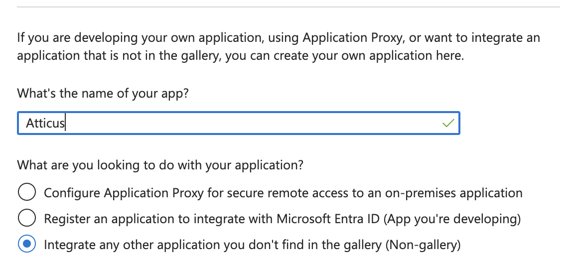 Microsoft Entra application naming screen