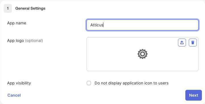 Okta app integration general settings page